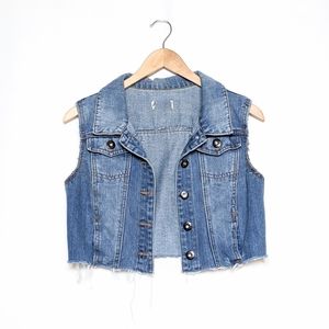 ci sono cropped denim cutoff vest